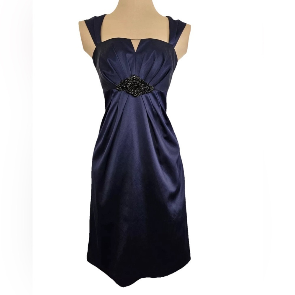 Midnight Blue Eliza J New York Dress. Size 6 Cocktail Dress With Black Rhinstone